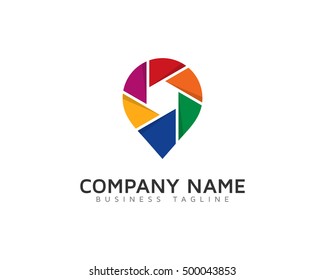 Colorful Pin Camera Logo Template