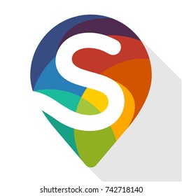 colorful pin icon with a combination of initials letter S