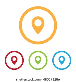 Colorful Pin Pointer Icons With Rings