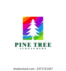 Colorful Pine Tree logo design vector. Creative Pine Tree logo concepts template