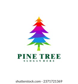 Vector de diseño del logotipo del árbol de pino colorido. plantilla de conceptos del logotipo de Pine Tree creativo