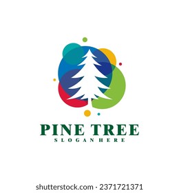 Colorful Pine Tree logo design vector. Creative Pine Tree logo concepts template