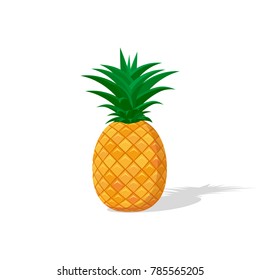 Colorful pineapple icon in a flat style on a white background. Vector illustration. Design for web banner, label, card, poster.