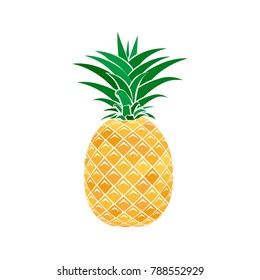 Colorful pineapple icon in a flat style on a white background. Vector illustration. Design for web banner, label, card, poster.