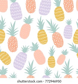 Colorful pineapple seamless pattern vector illustration. 