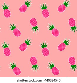 colorful pineapples on pink background seamless vector pattern illustration