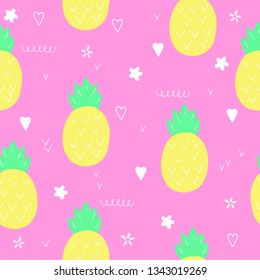  Colorful pineapples vector patterns.