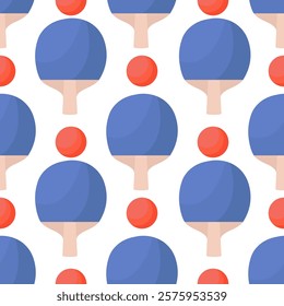 Colorful ping pong seamless pattern. Table tennis print. background, wallpaper, wrapping paper, notebook cover template.