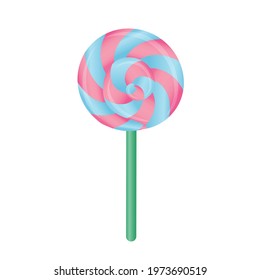 colorful pink and blue lollipop. Unhealthy eating. Hard candy