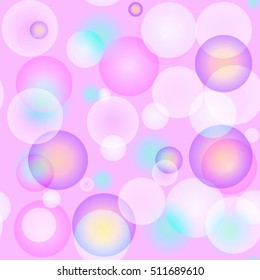 Colorful pink bubbles abstract seamless pattern.