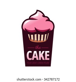 Colorful pink cake logo illustration. Vector isolated sport logo design illustration