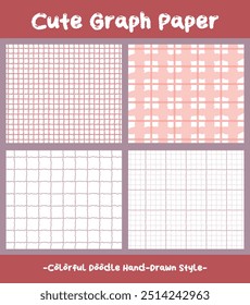 Colorful pink color geometric plaid seamless pattern set. Hand drawn style square gingham background collection. Check Wallpaper. checker mosaic grid tartan texture bundle. Graph paper. Girl, child