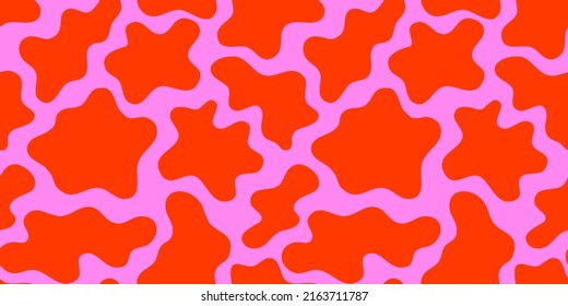 Colorful pink cow print seamless pattern. Retro abstract pattern in bright neon color. Trendy wallpaper design.