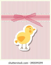Colorful pink doodle template for child, baby shower card, Happy birthday, invitation.Vector illustration.