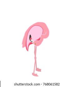Colorful pink flamingo isolated on white background. Vector Illustration. EPS10