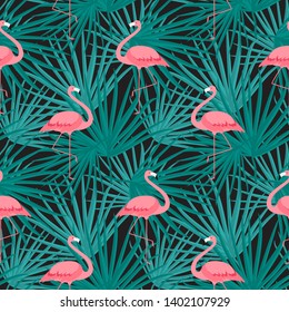 Colorful Pink Flamingo Seamless Pattern Background. Vector Illustration. EPS10