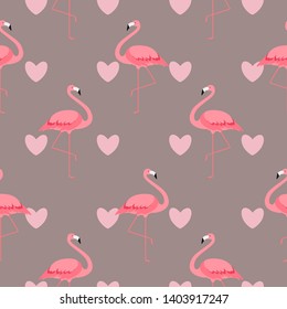 Colorful Pink Flamingo Seamless Pattern Background. Vector Illustration. EPS10