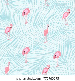 Colorful Pink Flamingo Seamless Pattern Background. Vector Illustration. EPS10