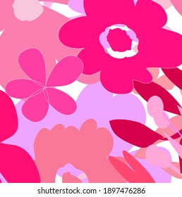 Colorful pink flower backgrpund. cute pink flowers and leaves pattern for your design. Abstract nice pink blossom  backdrop.