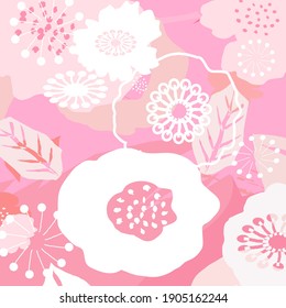 Colorful pink flower backgrpund. cute pink flowers and leaves pattern for your design. Abstract nice pink blossom  backdrop.