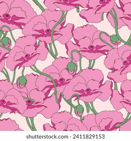 Colorful pink flower seamless pattern surface design for wallpaper,wrapping,fabric,scrapbook