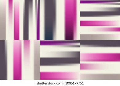 Colorful pink grey brown striped gradient backgrounds set. Bright colorful abstract texture.