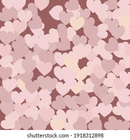 Colorful Pink Multicolor Trendy Detailed Fabric. Pastel Light Romantic Wedding Background. Pinky Beige Modern Saint Valentine Modern Design. Light Pink Hearts Love Confetti Vector Print.