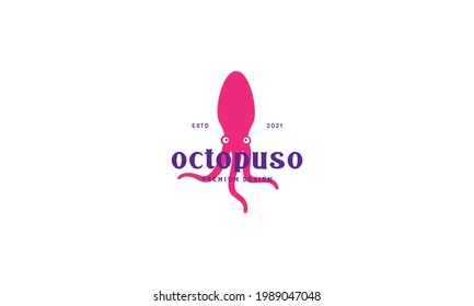 colorful pink octopus flat logo symbol vector icon illustration graphic design