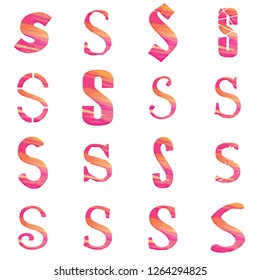 Colorful pink & orange painted assorted letter T set vector design illustration with a cute brush stroke style isolated on a white background