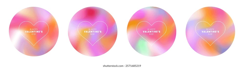 Colorful Pink Orange Purple Gradient Background. Vibrant Heart Design for Valentines Day. Blurred Modern Circular Abstract Art.
