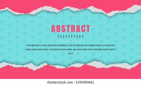 Colorful Pink Paper Ripped Frame In Blue Background