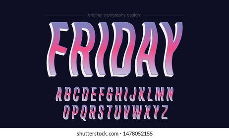 Colorful Pink Purple Comic Cartoon Wave Typography Artistic Font