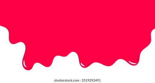 O lodo rosa colorido derrete no fundo branco. Sorvete rosa delicioso derrete. Pintura rosa brilhante pingando sobre fundo branco.