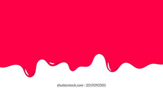 Colorful pink slime melts on white background. Delightful pink ice cream melts. Shiny pink paint dripping on white background.