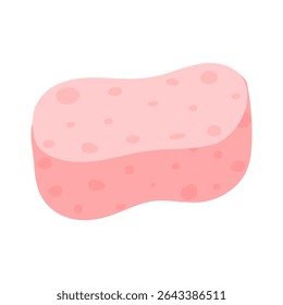 Colorful pink sponge resting on a white background in a simple and minimalistic style