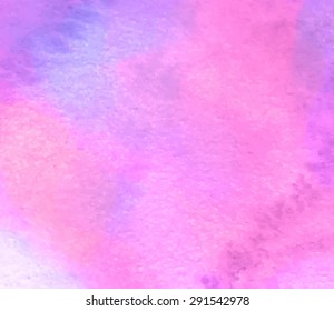 Colorful pink violet watercolor hand drawn paper texture background. Wet brush painted smudges strokes abstract vector illustration. Design artistic element for wallpaper, print, template, web, cover