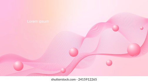 Colorful Pink Wave Lines Pattern Abstract Background With Circle Geometric. Modern Banner. Valentine's Day Wallpaper. Frame. Vector Illustration