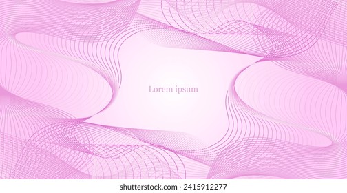 Colorful Pink Wave Lines Pattern Abstract Background. Modern Banner. Valentine's Day Wallpaper. Frame. Vector Illustration