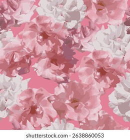 colorful pink and white flower seamless pattern 
