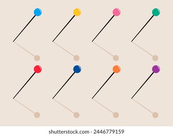 Pines de colores multicolor. Ilustración vectorial colorida 
