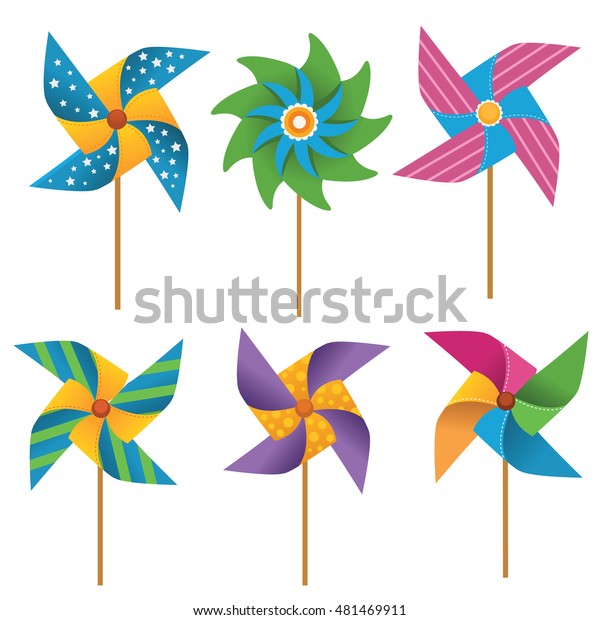 Colorful Pinwheel Collection Stock Vector (Royalty Free) 481469911