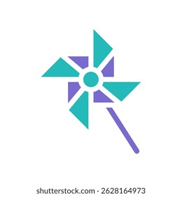Colorful Pinwheel Illustration, Geometric Design with Rotating Blades, Simplified Art
