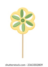Colorful pinwheel simple hand toy with wind fan vector illustration isolated on white backgorund