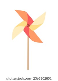 Colorful pinwheel simple hand toy with wind fan vector illustration isolated on white backgorund