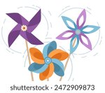 Colorful pinwheel toy vector illustration isolated on white background