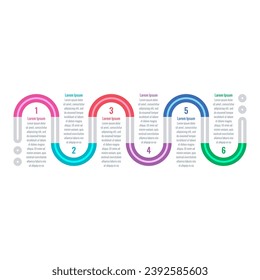 colorful pipes infographic template. six options infographic template. education, business, internet, book, annual report, magazine infographic template