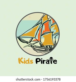 Colorful Pirate Kids T-Shirt Vetor Logo for Kids dress