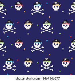 colorful pirates skull with dark blue background