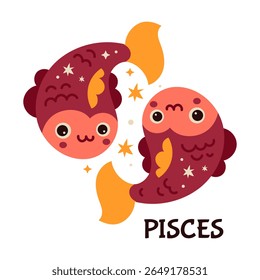 Colorful Pisces Zodiac Sign Illustration