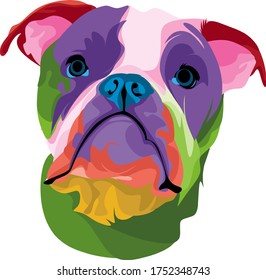 Perro de pitbull colorido sobre un simple vector